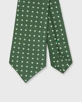 Silk Print Tie in Hunter/Bone Polka Dot