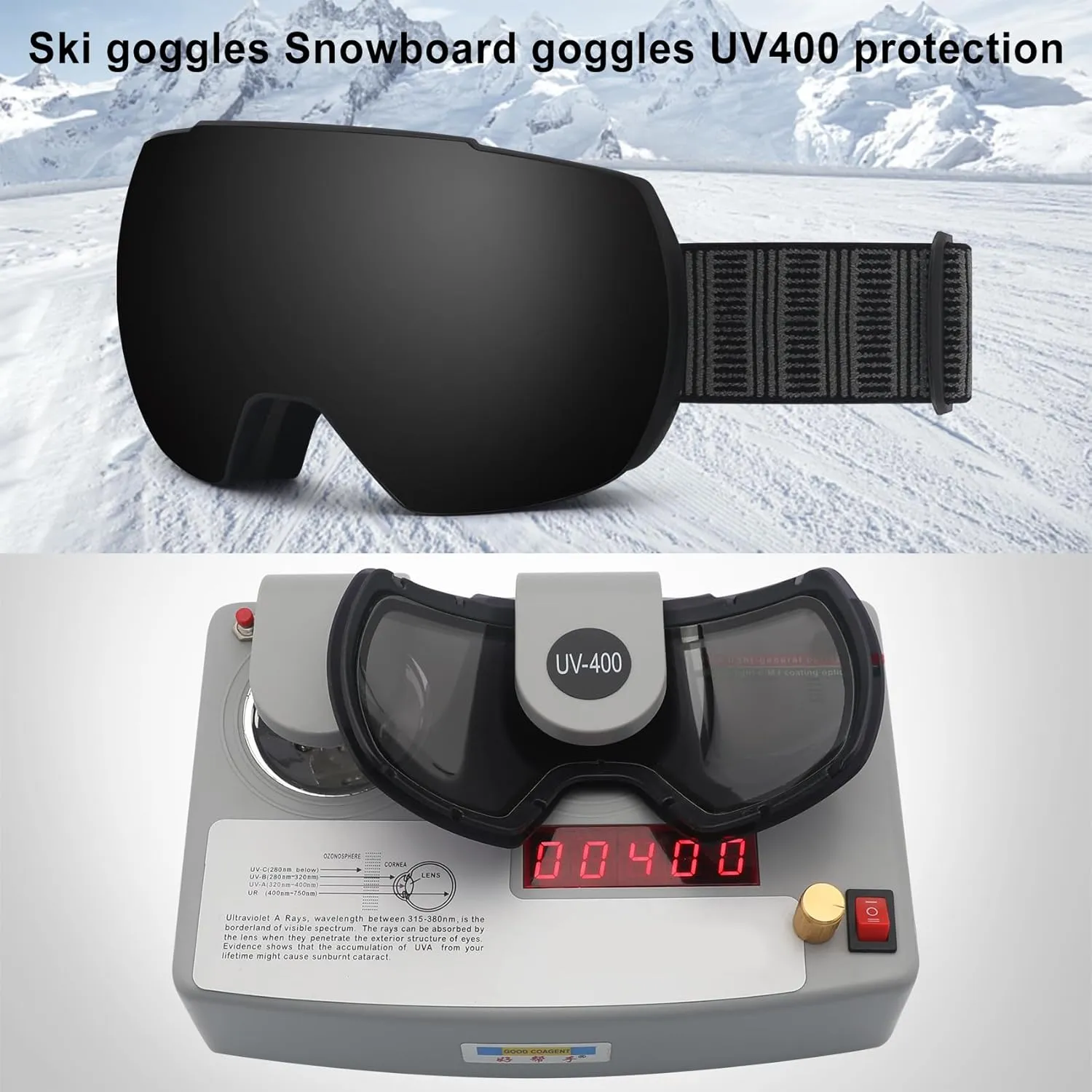 Ski Snow Goggles,OTG UV400 Protection,Anti Fog Skiing,Skating,Snowboarding,Snowboard Goggles For Men Women Youth