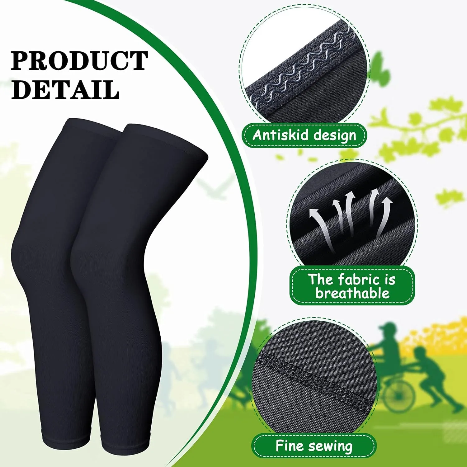 Skylety Compression Leg Sleeve Full Length Leg Sleeves Sports Cycling for Men Women, Running, Basketball