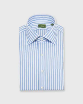 Spread Collar Dress Shirt in Sky Awning Stripe Poplin