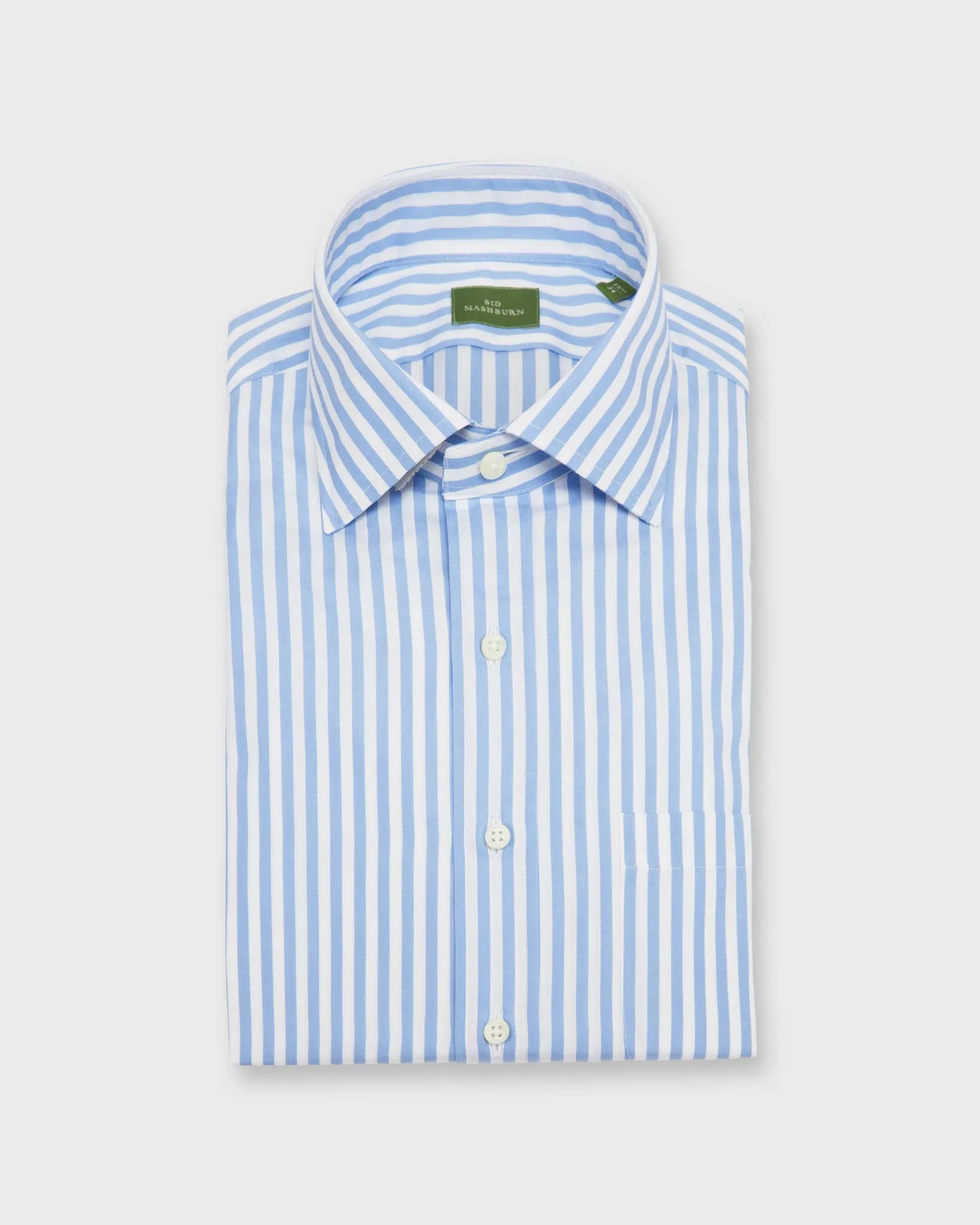Spread Collar Dress Shirt in Sky Awning Stripe Poplin
