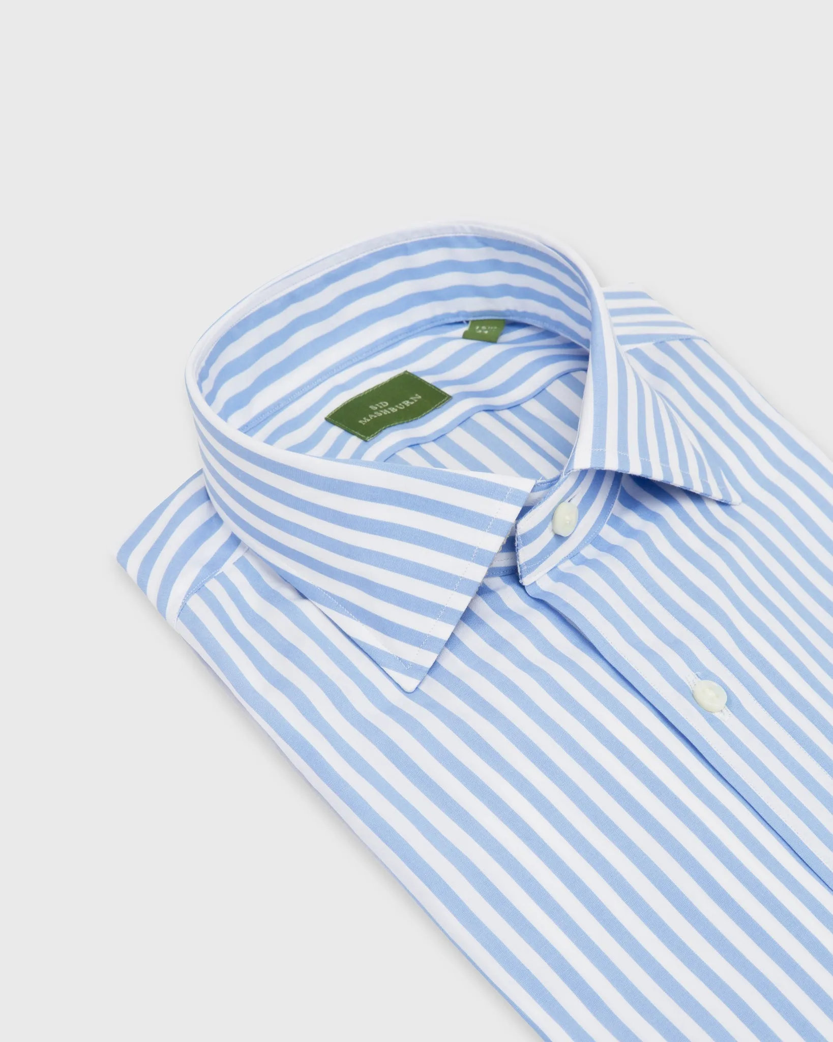 Spread Collar Dress Shirt in Sky Awning Stripe Poplin