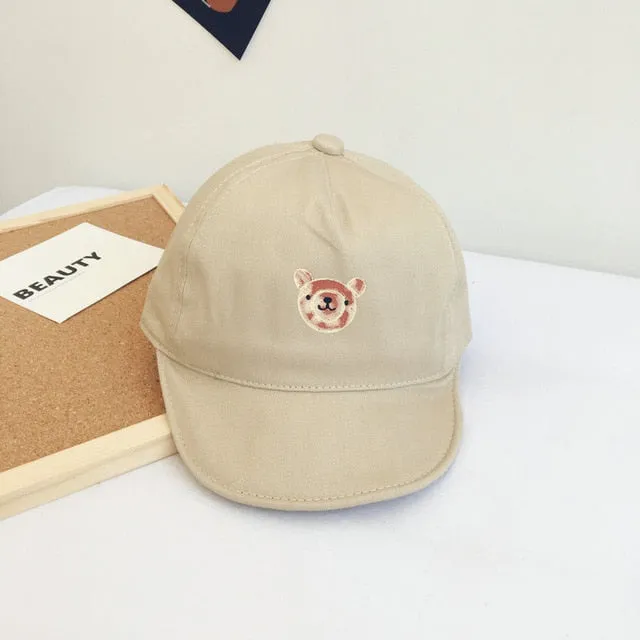 Spring and Summer New Boys and Girls Shade Baseball Beret Cute Cartoon Bear Head Baby Soft-edge Breathable Fashion Children'sCap