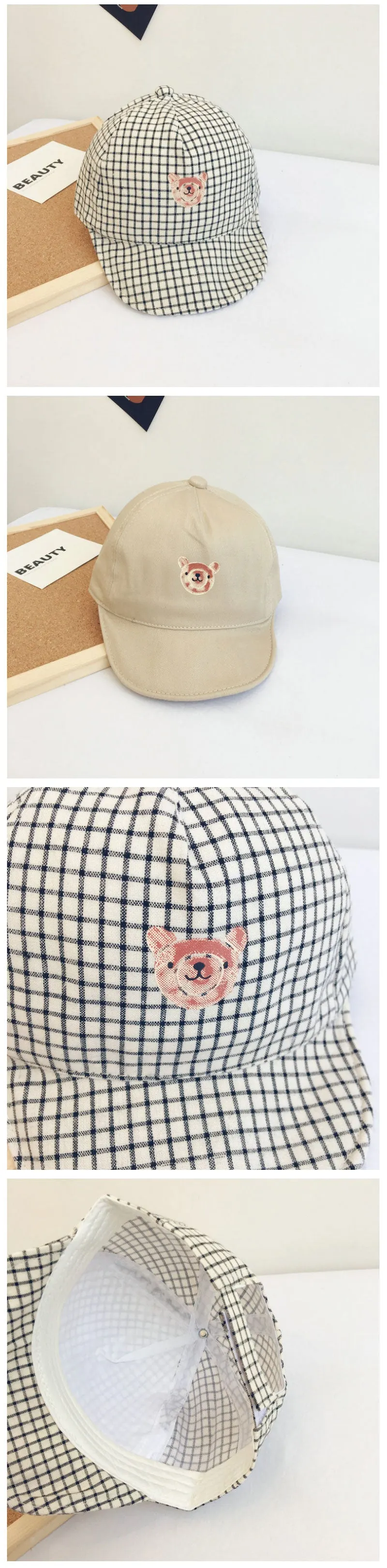 Spring and Summer New Boys and Girls Shade Baseball Beret Cute Cartoon Bear Head Baby Soft-edge Breathable Fashion Children'sCap