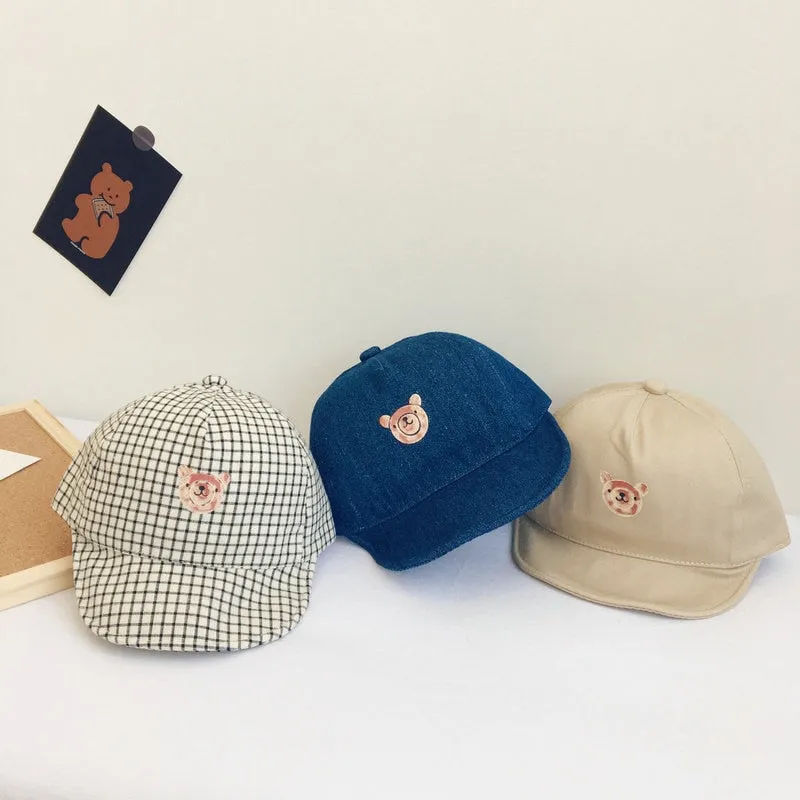 Spring and Summer New Boys and Girls Shade Baseball Beret Cute Cartoon Bear Head Baby Soft-edge Breathable Fashion Children'sCap