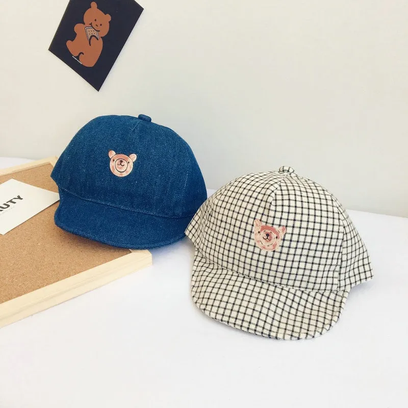 Spring and Summer New Boys and Girls Shade Baseball Beret Cute Cartoon Bear Head Baby Soft-edge Breathable Fashion Children'sCap