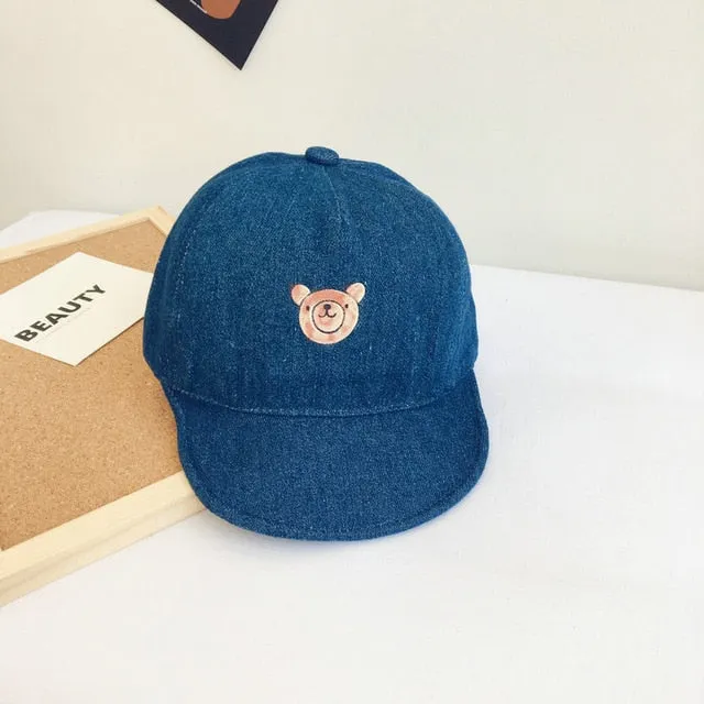 Spring and Summer New Boys and Girls Shade Baseball Beret Cute Cartoon Bear Head Baby Soft-edge Breathable Fashion Children'sCap