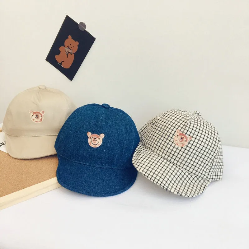 Spring and Summer New Boys and Girls Shade Baseball Beret Cute Cartoon Bear Head Baby Soft-edge Breathable Fashion Children'sCap
