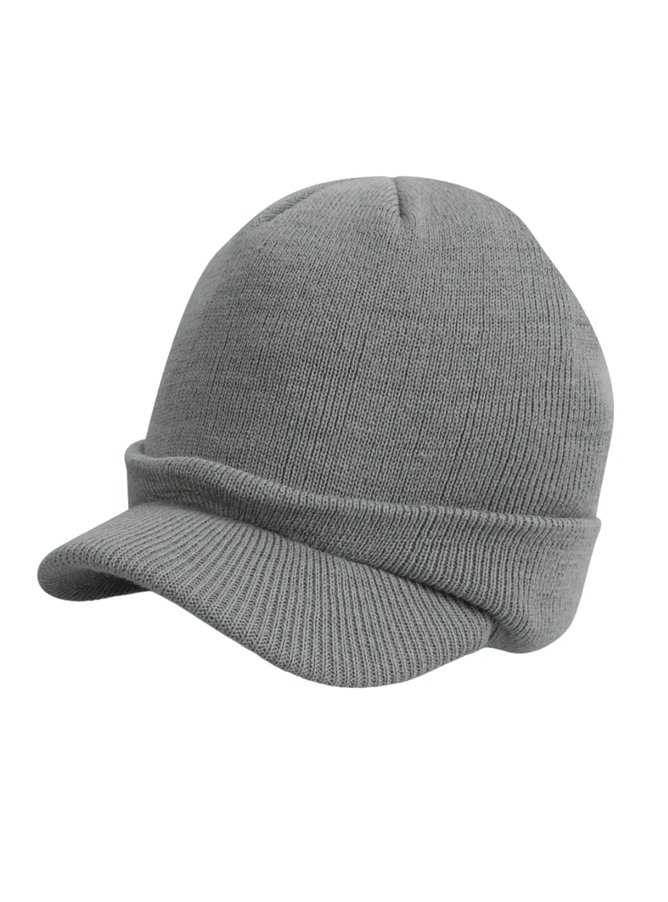 Unisex Esco Peaked Army Beanie Hat Warm Wooly Winter Mens/Ladies Cadet Ski Cap One Size