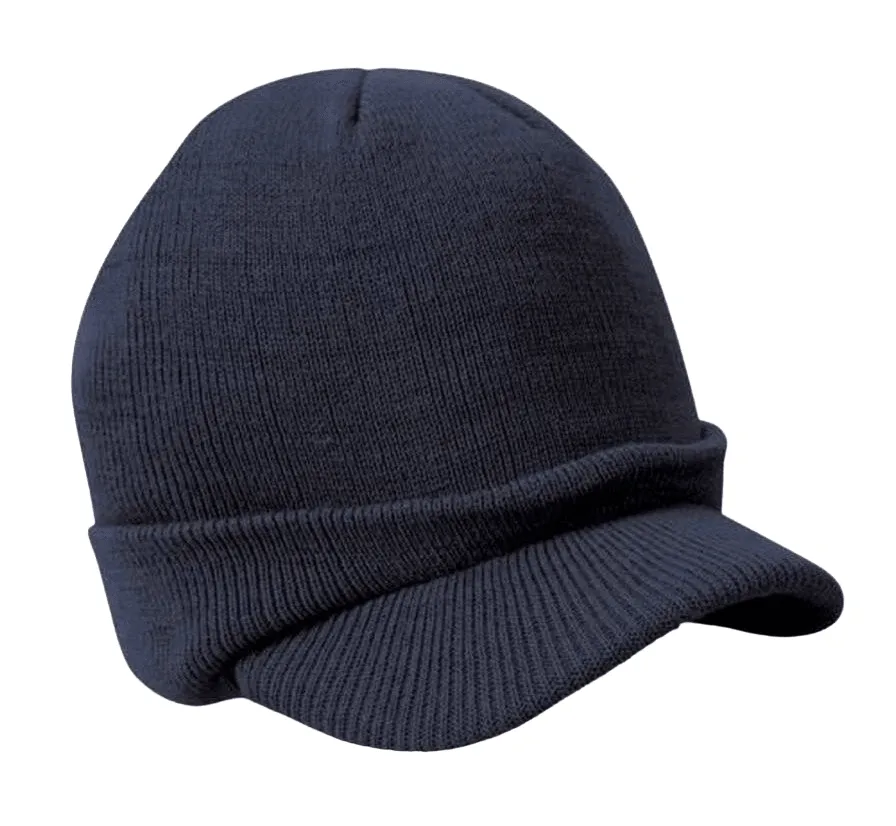 Unisex Esco Peaked Army Beanie Hat Warm Wooly Winter Mens/Ladies Cadet Ski Cap One Size