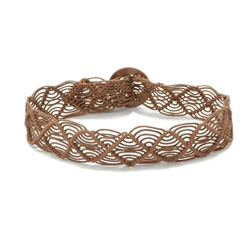 Vintage Woven Wooden Buckle Belt