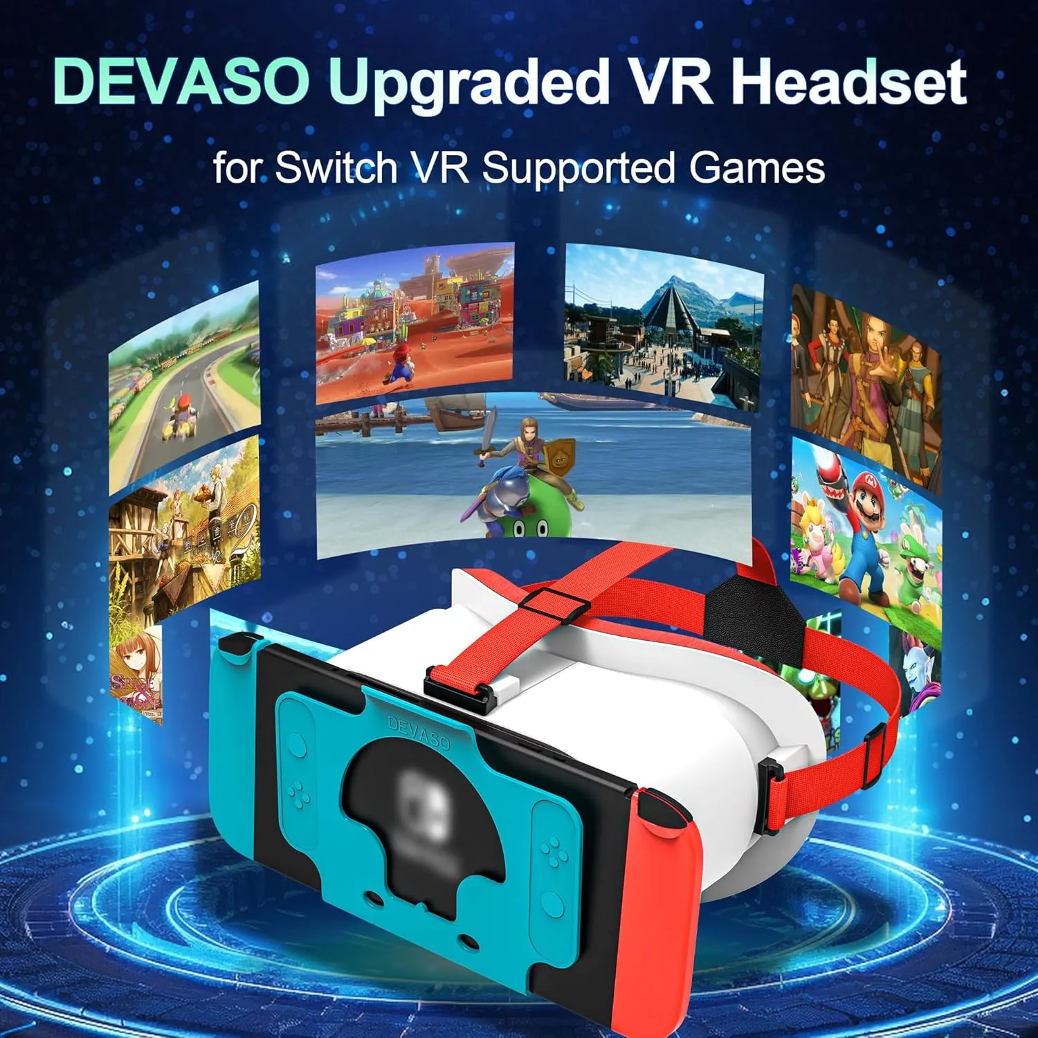 VR Headset Designed for Nintendo Switch & Switch OLED, VR Glasses with Adjustable HD Lenses, Head Strap, 3D Goggles for Nintendo Switch OLED (White)