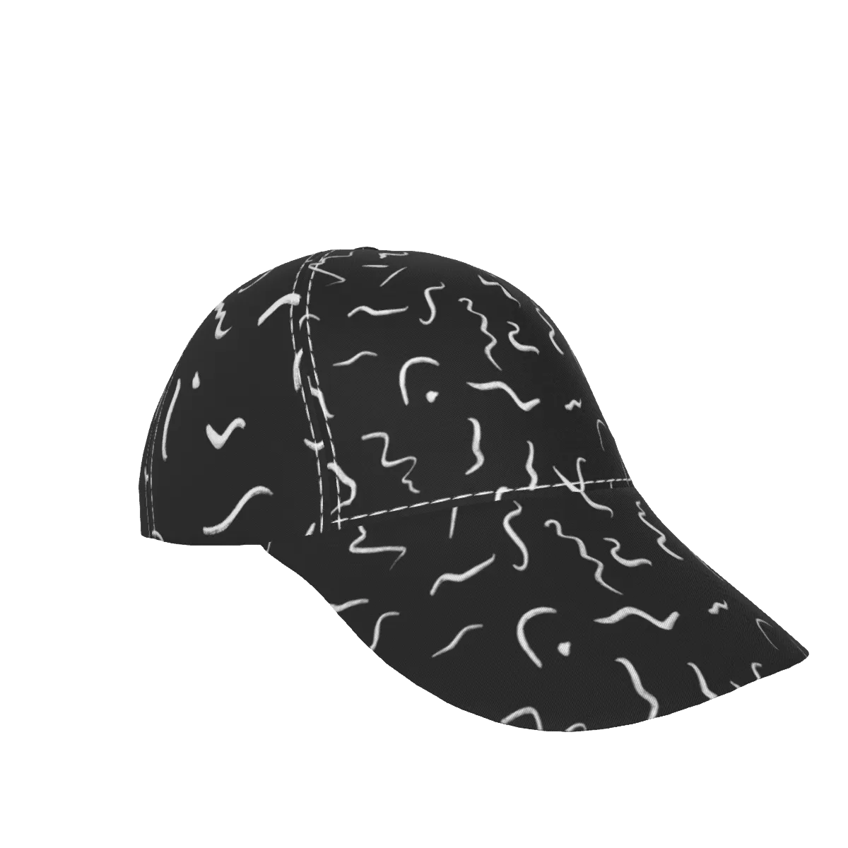 White Scrawl Peaked Cap
