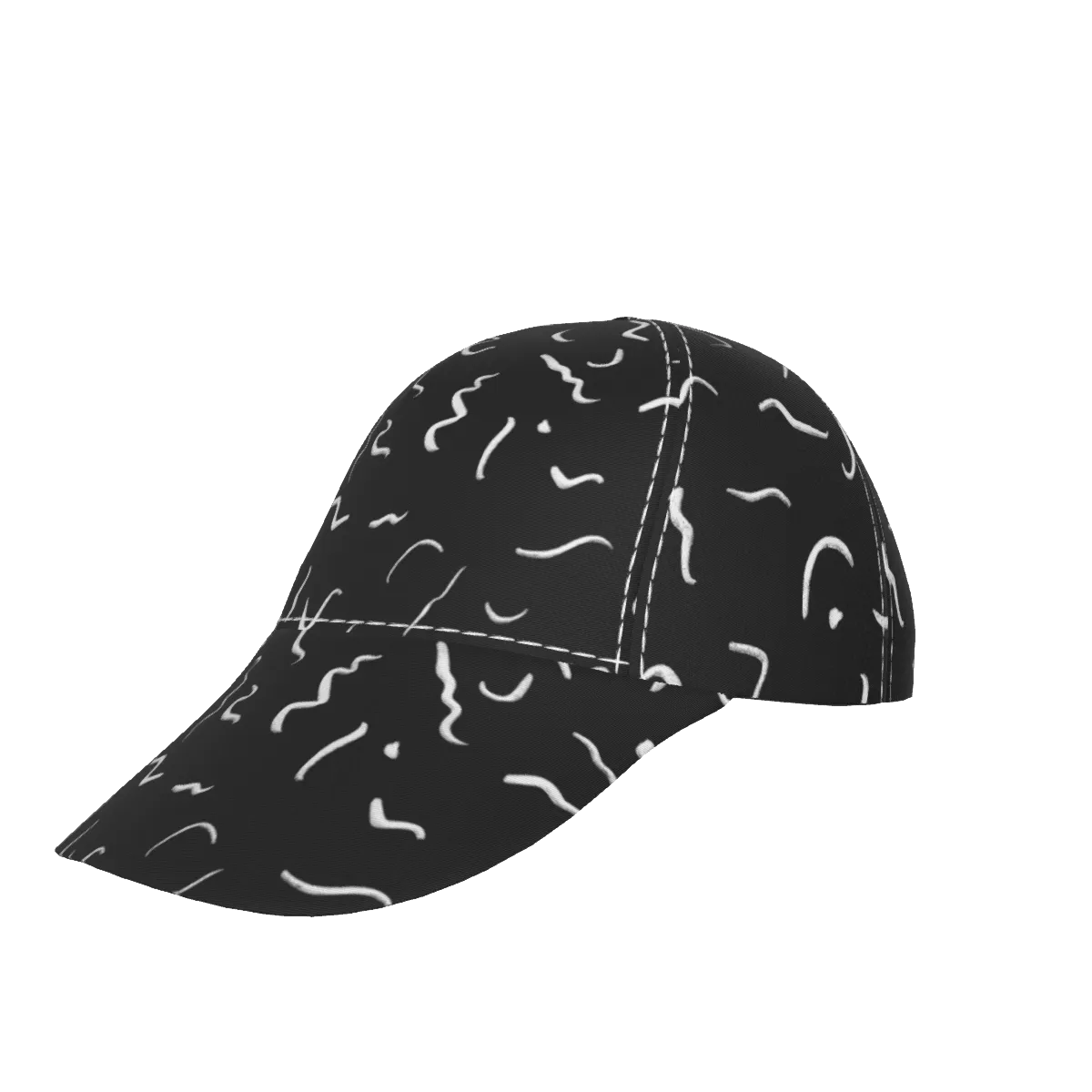 White Scrawl Peaked Cap