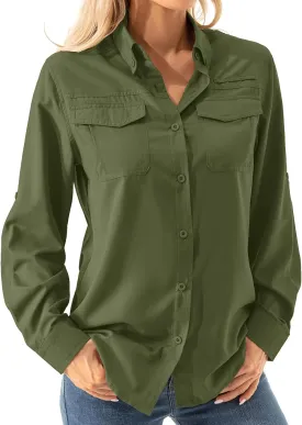 Women's UPF 50  Long Sleeve UV Shirts Sun Protection Outdoor Cool Quick Dry Fishing Hiking Safari Travel Gardening Shirts