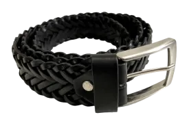 Woven Leather Belt Black 3,5cm