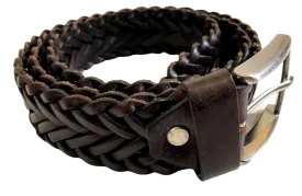 Woven Leather Belt Dark Brown 3,5 cm