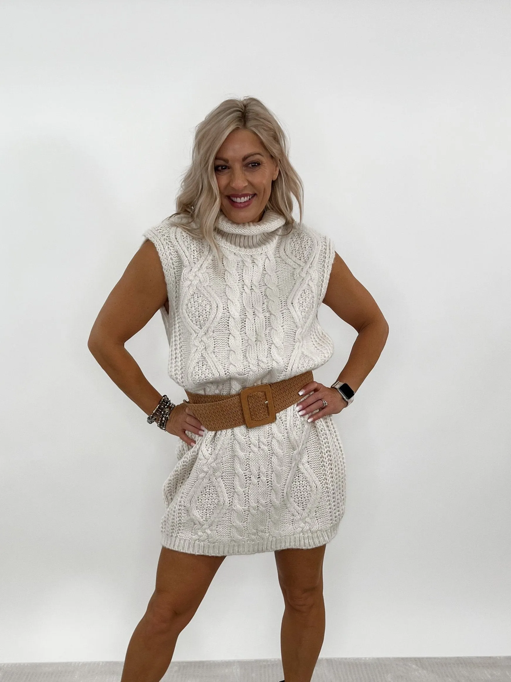Woven Stretch Belt with Square Buckle, Camel