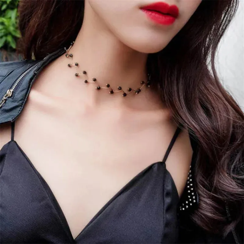 Wu's 2022 Imitation Pearl Clavicle Chain Neckband Simple Short Necklace Women's Jewelry Korean Collar Neckband Wholesale