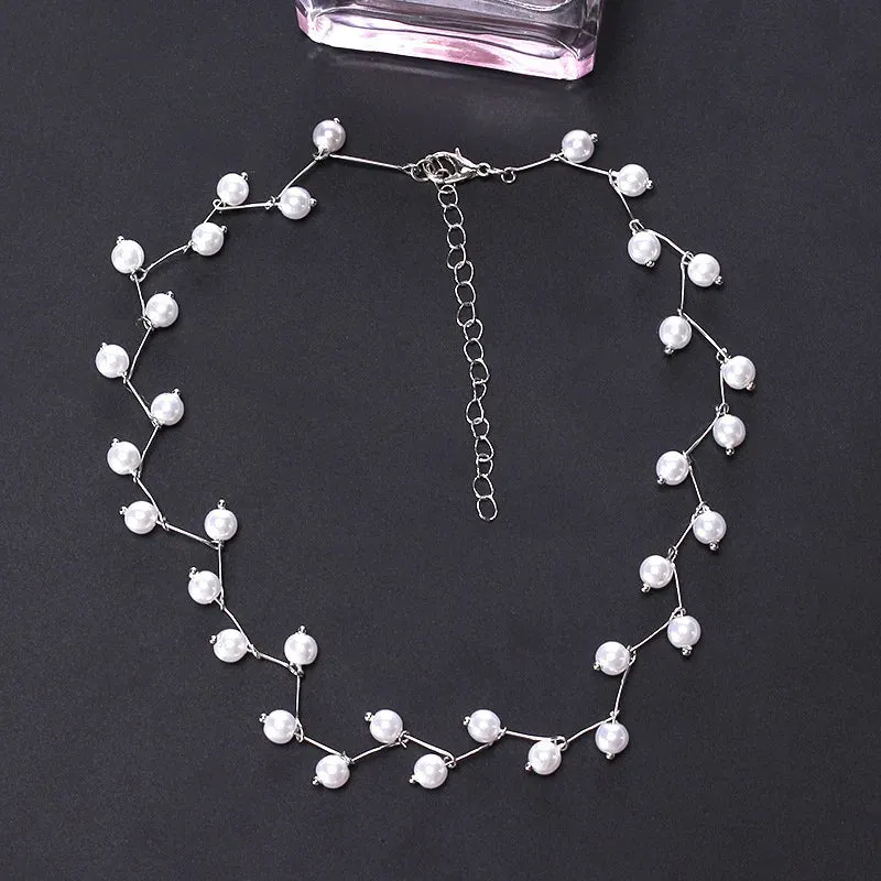 Wu's 2022 Imitation Pearl Clavicle Chain Neckband Simple Short Necklace Women's Jewelry Korean Collar Neckband Wholesale