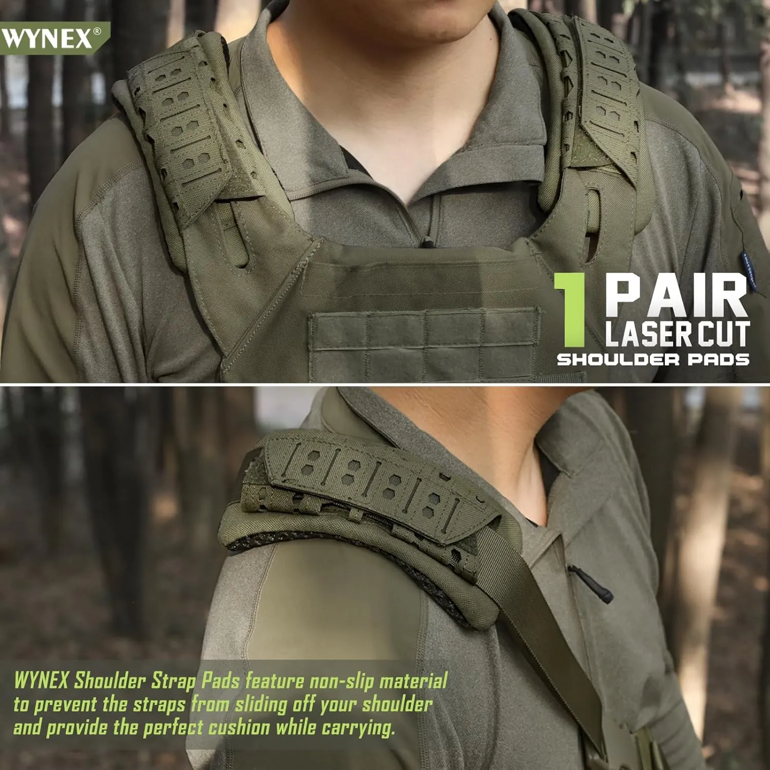 WYNEX Shoulder Strap Pad for Vest Carrier, 2 Pack Tactical Plate Shoulder Pads Strap Cushion Vest Accessories Shoulder Pads Soft Mesh Pads with Tactical Gear for Men