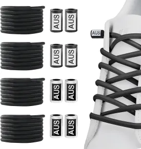 YLOKO No Tie Shoelaces - 2 Pairs, Elastic Round Shoe Laces, Tieless Shoe Strings Replacement Laces for Work Boots, Sneakers